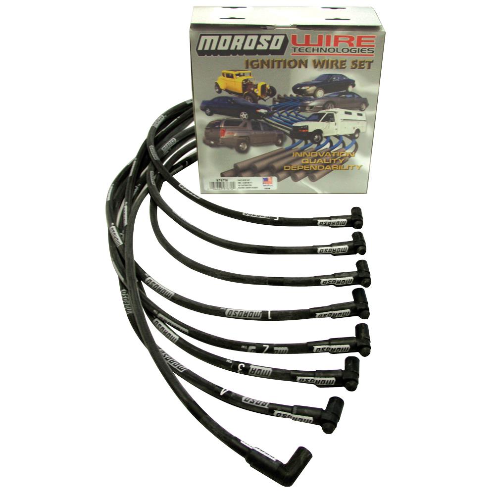 Moroso SBC HEI Sleeved 90° Plug Wires - (Over Valve Cover)