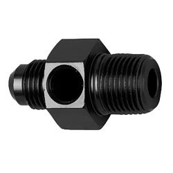 Inline Gauge Adapter #6 Male x 3/8" MPT - 1/8" FPT (Black)