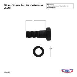 QuarterMaster 10.5" Clutch Bolt Kit  w/Washers - (6)
