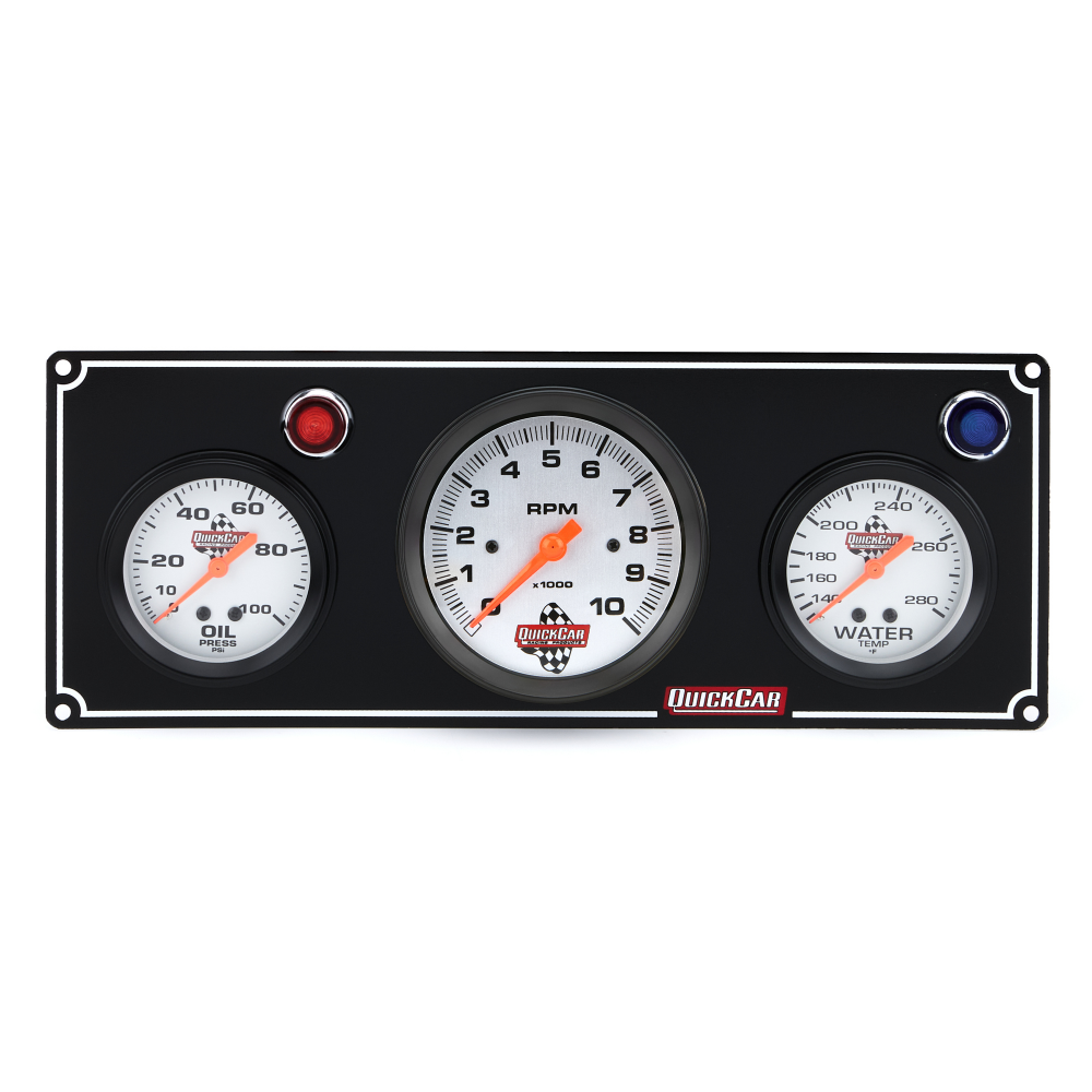 Quickcar 2 Gauge Black Panel w/ 3-3/8" Tach - OP/WT