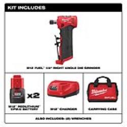 Milwaukee M12 FUEL 1/4" Right Angle Die Grinder Kit