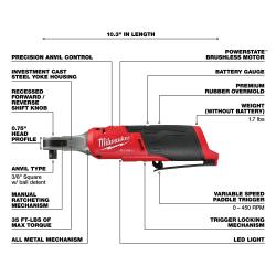 Milwaukee M12 FUEL 3/8" High Speed Ratchet (Tool Only)