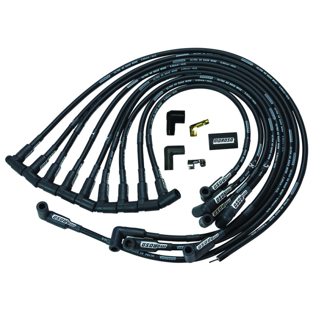 Moroso SBC Plug Wires Under HDR 90 HEI-Ultra 40-Sleeved
