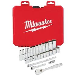 Milwaukee 1/4" Drive 28pc Ratchet & Socket Set - Metric 